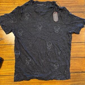 John Varvatos Charcoal Skull Print Men's Tee